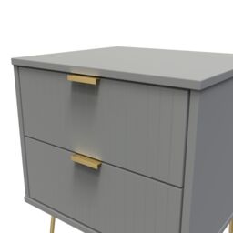 Linear Ready Assembled Matt Dark Grey 2 Drawer Wide Bedside Chest (H)505mm (W)395mm (D)415mm - thumbnail 4
