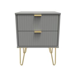 Linear Ready Assembled Matt Dark Grey 2 Drawer Wide Bedside Chest (H)505mm (W)395mm (D)415mm - thumbnail 2