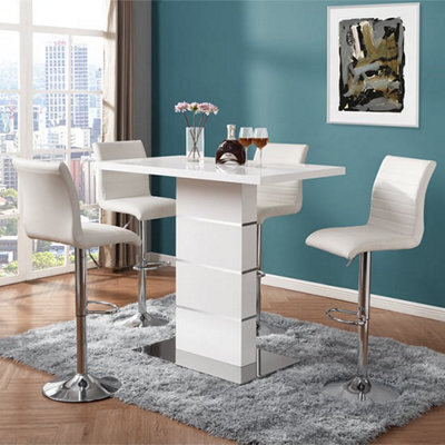 Furniture in Fashion Parini White Gloss Bar Table With 4 Ripple White Stools - image 1
