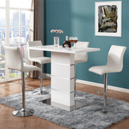 Furniture in Fashion Parini White Gloss Bar Table With 4 Ripple White Stools - thumbnail 1