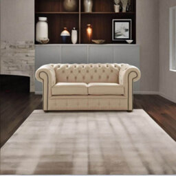 Chesterfield 2 Seater Shelly Stone Leather Sofa Settee Bespoke In Classic Style - thumbnail 2