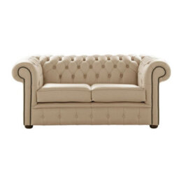 Chesterfield 2 Seater Shelly Stone Leather Sofa Settee Bespoke In Classic Style - thumbnail 1