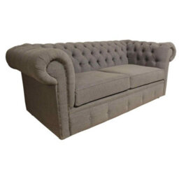 Chesterfield 2 Seater Sofa Settee Verity Plain Steel Grey Fabric In Classic Style - thumbnail 4