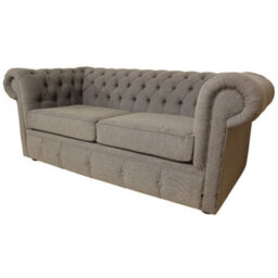 Chesterfield 2 Seater Sofa Settee Verity Plain Steel Grey Fabric In Classic Style - thumbnail 6