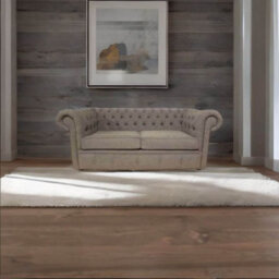 Chesterfield 2 Seater Sofa Settee Verity Plain Steel Grey Fabric In Classic Style - thumbnail 3