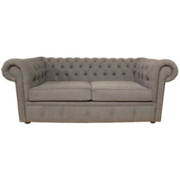 Chesterfield 2 Seater Sofa Settee Verity Plain Steel Grey Fabric In Classic Style - thumbnail 2