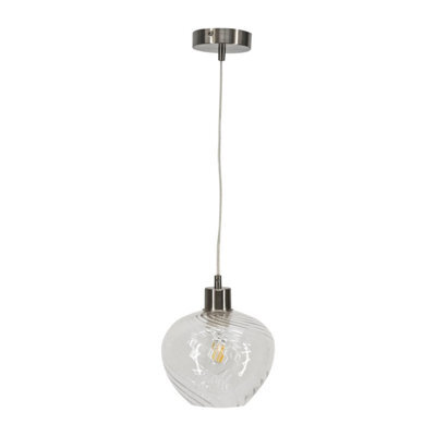First Choice Lighting Bradson - Clear Swirl Glass With Satin Nickel Pendant Fitting - image 1