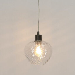 First Choice Lighting Bradson - Clear Swirl Glass With Satin Nickel Pendant Fitting - thumbnail 5