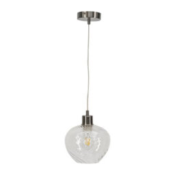 First Choice Lighting Bradson - Clear Swirl Glass With Satin Nickel Pendant Fitting - thumbnail 1