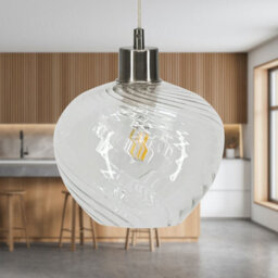 First Choice Lighting Bradson - Clear Swirl Glass With Satin Nickel Pendant Fitting - thumbnail 3