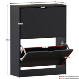 Lassic Vida Designs 2 Drawer Black Shoe Cabinet - Fsc Certified - thumbnail 3