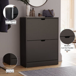 Lassic Vida Designs 2 Drawer Black Shoe Cabinet - Fsc Certified - thumbnail 5