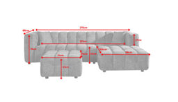 Large Tufted Chenille L Shaped Blue Corner Sofa Lugano With Right Hand Chaise - Room Delivery - thumbnail 7