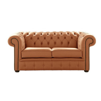 Chesterfield 2 Seater Shelly Saddle Leather Sofa Settee Bespoke In Classic Style - image 1