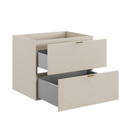 Impact Furniture Bathroom Vanity Unit 600mm Beige Wall Cabinet Floating 2 Drawer Cashmere Storage Dalia - thumbnail 8