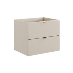 Impact Furniture Bathroom Vanity Unit 600mm Beige Wall Cabinet Floating 2 Drawer Cashmere Storage Dalia - thumbnail 6