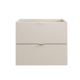 Impact Furniture Bathroom Vanity Unit 600mm Beige Wall Cabinet Floating 2 Drawer Cashmere Storage Dalia - thumbnail 7