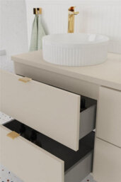 Impact Furniture Bathroom Vanity Unit 600mm Beige Wall Cabinet Floating 2 Drawer Cashmere Storage Dalia - thumbnail 4