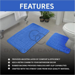 Gc Gaveno Cavailia Grecian Grace 2 Piece Non Slip Bath Mat Set Blue Quick Dry Water Absorbent Bathroom Shower Mat & Pedestal Set - thumbnail 4