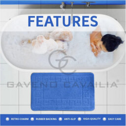 Gc Gaveno Cavailia Grecian Grace 2 Piece Non Slip Bath Mat Set Blue Quick Dry Water Absorbent Bathroom Shower Mat & Pedestal Set - thumbnail 3