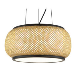 Luminosa Lighting Luminosa Bambora Cylindrical Pendant Ceiling Light Matt Black, Bamboo Led 3000//4000/6000K - thumbnail 4