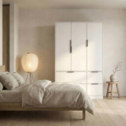 Urbn-Living Urbnliving 3 Door Wardrobe With 4 Drawers Wooden Bedroom Storage Cupboard With Hanging Rail For Clothes - White Unit & White Doo - thumbnail 6