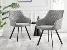 Furniturebox Uk Koko Oak Effect Round Dining Table & 4 Light Grey Falun Black Leg Chairs - thumbnail 7
