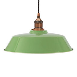 Mint Green Chancery Painted Dome Pendant Light With Antique Copper Lamp Holder And Black Twisted Cable - Se Home - thumbnail 1
