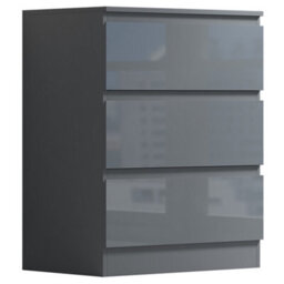 Fwstyle Stora Grey Gloss 3 Drawer Chest Of Drawers (H) 77 (W) 60 (D) 40Cm - thumbnail 7