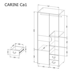 Arte Carini Elegant Hinged Wardrobe In White, Grey & Oak Nash - W800mm X H1900mm X D530mm - thumbnail 3