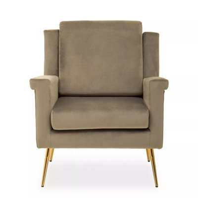 Orsina Mink Velvet Armchair For Livingroom, Modern Sturdy Chair, Velvet Upholstered Accent Chair For Reading Book - image 1