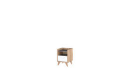 Arte Mood Md-10 Bedside Table 38Cm - Oak Castello, White And Grey - Drawer And Open Storage - thumbnail 1