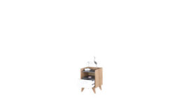 Arte Mood Md-10 Bedside Table 38Cm - Oak Castello, White And Grey - Drawer And Open Storage - thumbnail 3