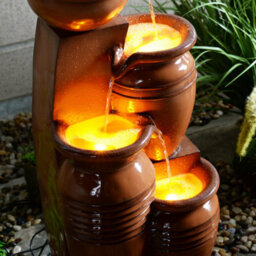 "Teamson Home 28.7"" 4-Tier Cascading Bowl Solar Powered Water Fountain For Outdoor Living Spaces, Terracotta" - thumbnail 7
