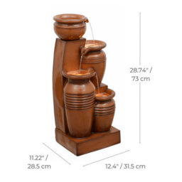 "Teamson Home 28.7"" 4-Tier Cascading Bowl Solar Powered Water Fountain For Outdoor Living Spaces, Terracotta" - thumbnail 6