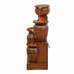 "Teamson Home 28.7"" 4-Tier Cascading Bowl Solar Powered Water Fountain For Outdoor Living Spaces, Terracotta" - thumbnail 4