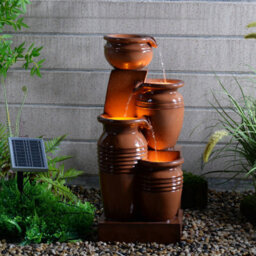 "Teamson Home 28.7"" 4-Tier Cascading Bowl Solar Powered Water Fountain For Outdoor Living Spaces, Terracotta" - thumbnail 9