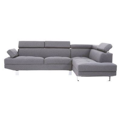 Orsina Refined Grey Linen Corner Sofa, Linen Upholstered Mid Century Sofa, Contemporary Sofa For Livingroom - image 1