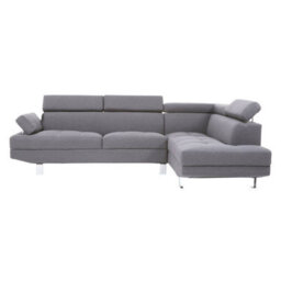 Orsina Refined Grey Linen Corner Sofa, Linen Upholstered Mid Century Sofa, Contemporary Sofa For Livingroom - thumbnail 1