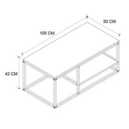 Urbn-Living Urbnliving 105Cm Width 2-Shelf Anthracite Wooden Rectangle Coffee & Side Table With Metal Frame Living Room Décor - thumbnail 4
