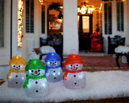 Netagon Christmas Festive Set Of 4 Acrylic Outdoor & Indoor Snowmen  Battery Operated Lights With Timer And 8X4 Led's - thumbnail 4