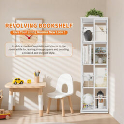 4-Tier Rotating Bookshelf Swivel Metal Bookcase Storage Shelf (W)40Cm (D)40Cm (H)137Cm, White - thumbnail 4
