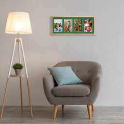 AK Frames 50X20Cm Oak Sleek Multi Photo Frame With Emerald Mount - Holds 4 Apertures (4X) 6X4 Photos - thumbnail 3