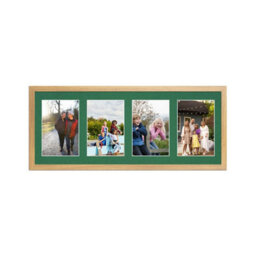AK Frames 50X20Cm Oak Sleek Multi Photo Frame With Emerald Mount - Holds 4 Apertures (4X) 6X4 Photos - thumbnail 1