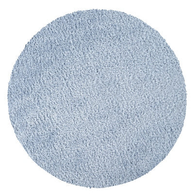 Livabliss Round Moda Shaggy-Solid Color Blue Plush Soft Pile Living Bedroom Rug 120 X 120 Cm Easy Care, Non Shedding - image 1