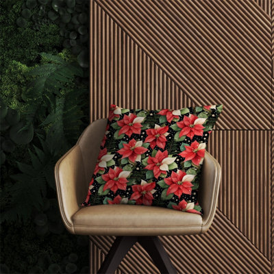 Warren Reed Designer Poinsettia, Watercolor Style Outdoor Cushion 60Cm X 60Cm