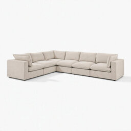 Furniturebox Uk Echo Cream Linen-Look Fabric 5 Seater L-Shaped Modular Corner Sofa - thumbnail 6