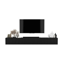 Heze Furniture Elpis Glamour Tv Cabinet Media Unit Extra Long 300 Cm Wall Mounted - Black Matt - thumbnail 1