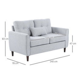 Wyld Haus Kero Lora 140Cm Light Grey 2-Seater Sofa With Spring Cushions And Wooden Legs - thumbnail 3