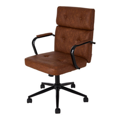 Living And Home Swivel & Height Brown Pu Leather Adjustable Office Chair - image 1
